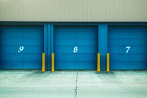 photo of blue shutter door