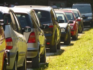 Cars parked row