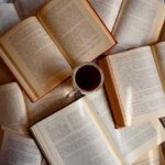 cup of coffee on the books